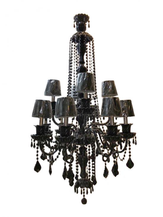 Lustre Cristal PRETO  K9 12 lmpadas