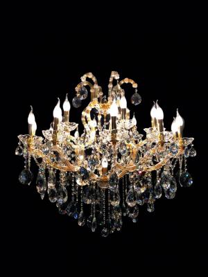 Lustre Cristal Dourado K9 18 lmpadas