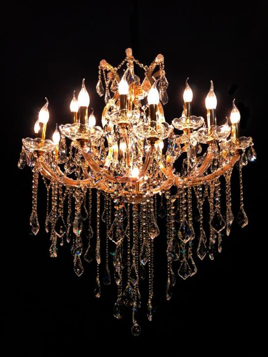Lustre Cristal Dourado K9 19 l�mpadas