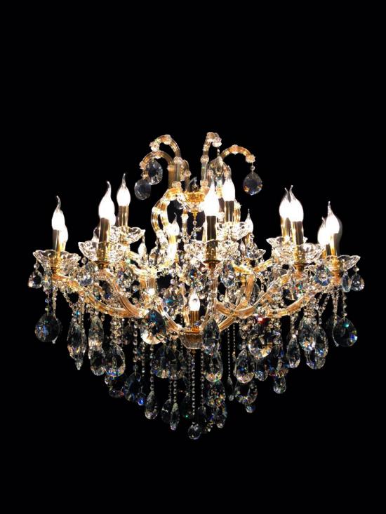 Lustre Cristal Dourado K9 18 l�mpadas